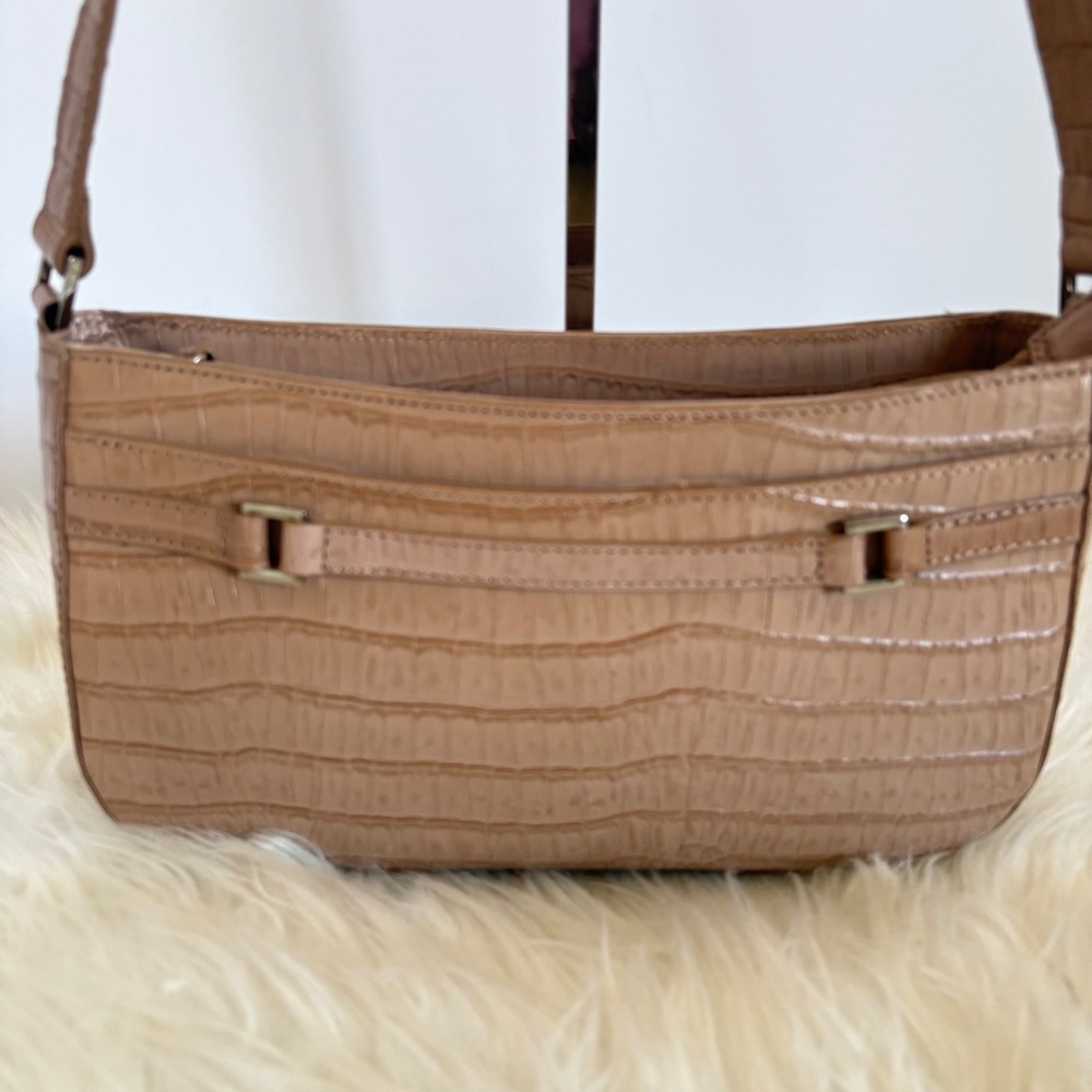 Etienne Aigner Vintage Tan Croc Embossed Leather Shoulder Bag 80033 - Picture 14 of 16
